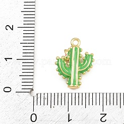 真鍮製エナメルペンダント  花のお守りが付いたサボテン  ラックめっき  長持ちメッキ  カドミウムフリー＆鉛フリー  18KGP本金メッキ  15x12x4mm  穴：1.4mm&nbsp;KK-CBA57BD-02G