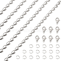 DIY ブレスレット/ネックレス作成キット  プラスチックスプールを含む  ハート 304 ステンレススチールチェーン、留め金、リング  ステンレス鋼色  9x5.5x2mm&nbsp;DIY-TA0012-53C
