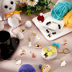 12Pcs 6 Style Alloy Enamel Dog Charms Locking Stitch Markers&nbsp;HJEW-PH01638