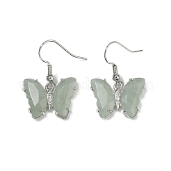 Natural Green Aventurine Brass Dangle Earrings&nbsp;EJEW-M081-01P-04