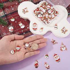 60 個 20 スタイルのクリスマス合金エナメルペンダント  ゴールドカラー  雪だるまとサンタクロースのチャーム  混合図形  16~19x10.5~25x1~1.5mm  穴：1.4~2mm  3個/スタイル&nbsp;ENAM-TA0003-25