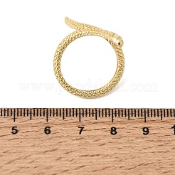 女性用真鍮カフオープンリング  ヘビ  ラックめっき  長持ちメッキ  鉛フリー＆カドミウムフリー  18KGP本金メッキ  17mm&nbsp;RJEW-K264-12G