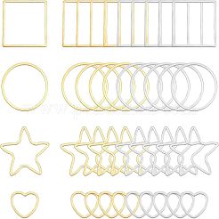 80個 8スタイル 304ステンレススチール リンキングリング  混合図形  ミックスカラー  10個/スタイル&nbsp;STAS-UN0018-39