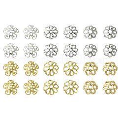 60Pcs 6 Styles Flower Brass Fancy Bead Caps&nbsp;KK-CJ0002-20-NR