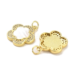 Brass Micro Pave Clear Cubic Zirconia Pendants&nbsp;KK-K365-05D-G