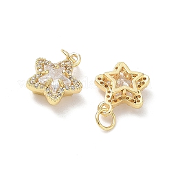 Brass Micro Pave Clear Cubic Zirconia Charms&nbsp;CU-CBA9FFD-07G
