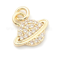Brass Clear Cubic Zirconia Charms&nbsp;ZIRC-B010-16G