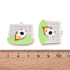 合金エナメルチャーム  サッカーのチャーム  ゴールドカラー  薄緑  25.5x28x1mm  穴：1.2mm&nbsp;ENAM-T025-01G-12