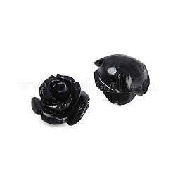 合成サンゴ刻まれたビーズ  染め  花  ブラック  10x8.5mm  穴：1.3mm&nbsp;CORA-M001-07S