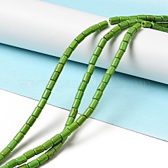 合成ターコイズビーズ連売り  染め  コラム  黄緑  6x4mm  穴：1mm  約64個/連  15.5インチ&nbsp;X-TURQ-G120-4x6mm-08
