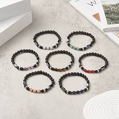7Pcs 7 Style Natural & Synthetic Mixed Gemstone & Alloy Beaded Stretch Bracelets Set for Women&nbsp;BJEW-JB09235