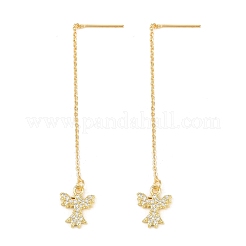 Bird Brass Micro Pave Clear Cubic Zirconia Ear Thread&nbsp;EJEW-H182-08G
