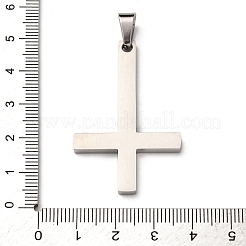 304ステンレススチール製クリスチャン逆十字ペンダント  ステンレス鋼色  45x29x3mm  穴：8x5mm&nbsp;STAS-F323-10P