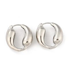 女性のための真鍮のフープピアス  ティアドロップ  プラチナ  24.5x8.5mm&nbsp;EJEW-U041-09P