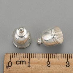 真鍮製コードエンドパーツ  銀色のメッキ  約10 mm幅  長さ14mm  穴：1.5mm  8mm内径&nbsp;X-EC569-2S