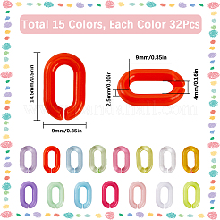 480Pcs 15 Colors Acrylic Linking Rings&nbsp;MACR-SP0001-52A