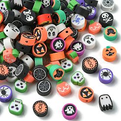 200個 2スタイル ハロウィン 手作りポリマー粘土ビーズ  混合形状  ミックスカラー  8.5~9.5x4.5mm  穴：1.3~1.5mm  100個/スタイル&nbsp;CLAY-CJ0001-86