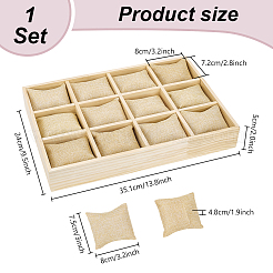 12 Grids Wood Watch Display Trays with Pillows&nbsp;BDIS-WH0008-18