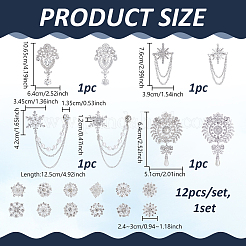 16Pcs 5 Styles Flower Alloy Rhinestone Brooches for Clothes&nbsp;JEWB-NB0001-26P