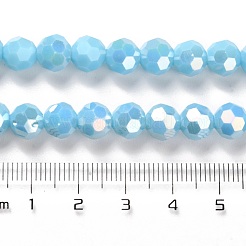 不透明ガラスビーズスタンド  ABカラー  ファセット（32ファセット）  ラウンド  ライトスカイブルー  8x7~7.5mm  穴：1.5mm  約66個/連  18.82~19.06インチ（47.8~48.4cm）&nbsp;EGLA-A035-P8mm-B08