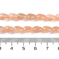 キャッツアイビーズ連売り  多面カット  ティアドロップ  桃パフ  8x6mm  穴：0.9mm  約45個/連  14.76~14.96インチ（37.5~38cm）&nbsp;CE-N014-02C-05