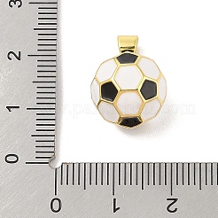 ラックメッキ真鍮エナメルペンダント  カドミウムフリー＆鉛フリー  18KGP本金メッキ  サッカーのチャーム  ホワイト  16x13mm  穴：3x4mm&nbsp;KK-S380-10G