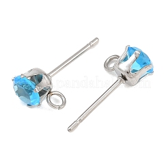 304 Stainless Steel Micro Pave Cubic Zirconia Stud Earring Findings&nbsp;STAS-H240-56P-10