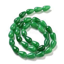 天然マレーシアジェイド染めビーズ連売り  ティアドロップ  グリーン  12x8mm  穴：1.2mm  約33~34個/連  15.16~16.54''（38.5~42センチメートル）&nbsp;G-B106-A09-02