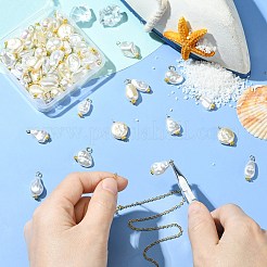 65 個 13 スタイルの ABS プラスチック模造パールペンダント  ナゲット  304ステンレススチールフラットヘッドピンループ付き  18KGP本金メッキ  17~22mm  5個/スタイル&nbsp;PALLOY-CJ00169