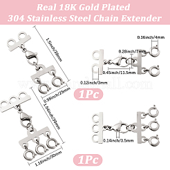 304ステンレススチールチェーンエクステンダー  重ね付け用留め具付き  ステンレス鋼色  38~39mm  1pc /カラー&nbsp;STAS-BBC0008-19A-P