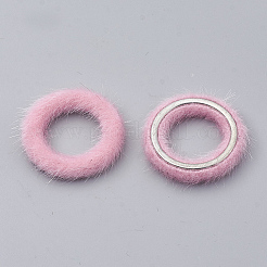 フェイクミンクファーカバーリンクリング  アルミ底  リング  プラチナ  パールピンク  27x4mm&nbsp;LS-X-WOVE-N009-07K