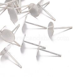 925スターリングシルバー製スタッドピアスパーツ  スタンプ925個付きイヤリングポスト  銀  11.5mm  トレイ：7mm  ピン：0.8mm&nbsp;X-STER-K167-045F-S