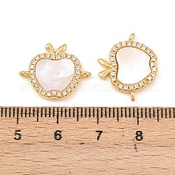 Natural White Shell Apple Link Connector Charms&nbsp;KK-Z140-06G