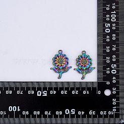 レインボーカラーアロイペンダントラインストーンセッティング  花  0.8mmのラインストーンに適する  26.5x19.5x4mm  穴：1.5mm  20個/箱&nbsp;FIND-SZ0002-48