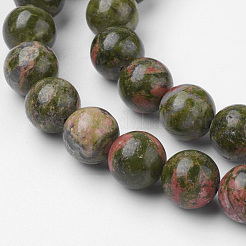 Natural Unakite Bead Strands&nbsp;G-G735-67-8mm