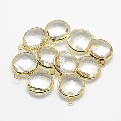 Golden Tone Brass Glass Pendants&nbsp;GLAA-J018D-G