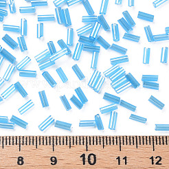 Transparent Colours Luster Glass Bugle Beads&nbsp;SEED-N005-001-A08