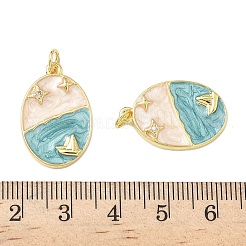 Brass Micro Pave Clear Cubic Zirconia Enamel Pendants&nbsp;KK-G536-23G