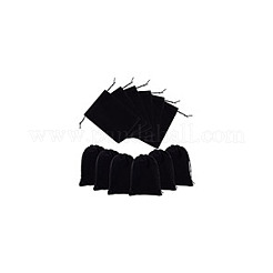 ベルベットパッキングポーチドローストリングバッグ  長方形  ブラック  20.5x15x0.4cm&nbsp;ABAG-WH0046-30A