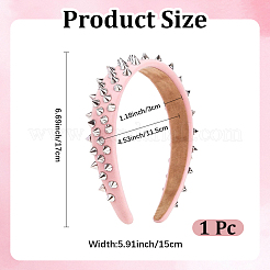 女性用イミテーションレザーヘアバンド1個  鉄の川で  ピンク  170x150x30mm  内径：115mm&nbsp;OHAR-CL0001-04A