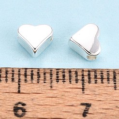 長持ちメッキ真鍮製ビーズ  ニッケルフリー  ハート  925銀メッキ  5.5x6x3.5mm  穴：1.2mm&nbsp;KK-K193-082S