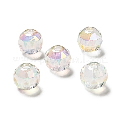 UVメッキレインボー虹色透明アクリルビーズ  ツートン  多面カット  ラウンド  透明  13x12.5mm  穴：3.5mm&nbsp;OACR-A014-A01