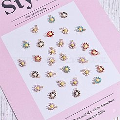 合金エナメルチャーム  菊  ミックスカラー  14.5~18x10.5~14x3mm  穴：1.4~2mm  30個/箱&nbsp;PALLOY-PH0005-67