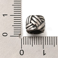 304ステンレススチールヨーロピアンビーズ  大穴ビーズ  ロンデル  アンティークシルバー  9x8mm  穴：5mm&nbsp;STAS-G350-09AS