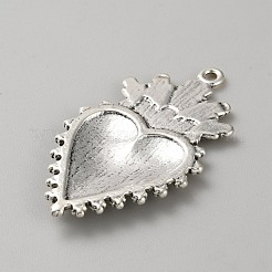 合金のチベット風チャーム  ハート  アンティークシルバー  45.5x26x3mm  穴：2mm&nbsp;FIND-CJC0011-48C-AS