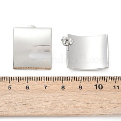 変色しない304ステンレススチールスタッドピアス  正方形  ステンレス鋼色  24x22mm&nbsp;EJEW-G395-32P