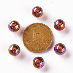 透明なアクリルビーズ  ABカラーメッキ  ラウンド  チョコレート  8x7mm  穴：2mm  約1745個/500g&nbsp;MACR-S370-B8mm-765