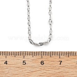 2mm 304ステンレススチールのテクスチャ加工ダップチェーンネックレス  変色しない  ステンレス鋼色  17.05インチ（43.3cm）&nbsp;NJEW-T016-14P