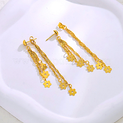 Brass Flower Tassel Stud Earrings&nbsp;HH8876