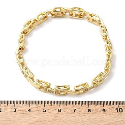 クリアキュービックジルコニア長方形リンクチェーンブレスレット  女性のための真鍮のアクセサリー  カドミウムフリー＆鉛フリー  長持ちメッキ  ラックめっき  18KGP本金メッキ  8.35インチ（21.2cm）&nbsp;BJEW-G773-03G